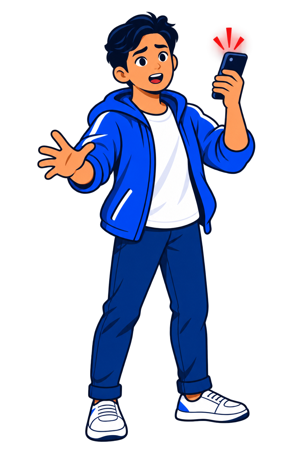 Cartoon Mayday Citizen holding a phone